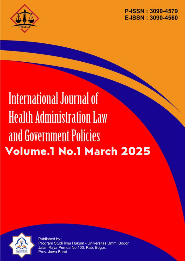 					View Vol. 1 No. 1 (2025): March : International Journal of Health Administration Law and Government Policies
				